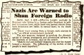 Nazis Are Warned to Shun Foreign Radio, November 1939, Radio-Craft - RF Cafe
