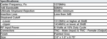 PMI Model BPF1370-50-CD-TNCMF electrical specifications