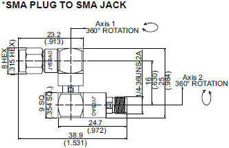 SMA Plug to SMA Jack Multi-Directional Adaptor  - RF Cafe