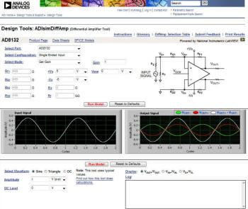 Analog  Devices - Design Tools: ADIsimDiffAmp (Differential Amplifier Tool)